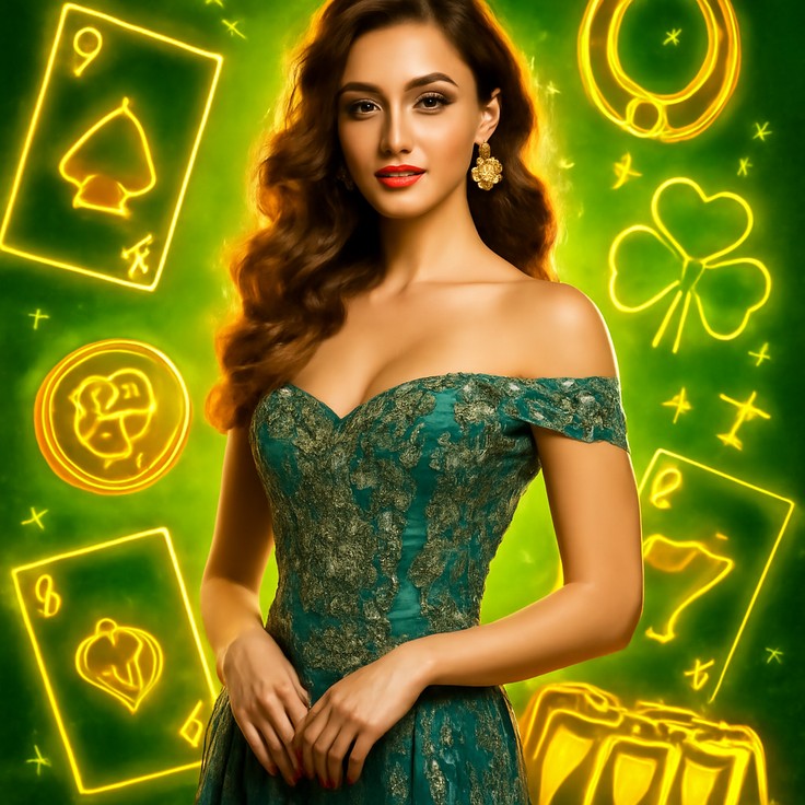 লাকি ডাইস থিমে রঙিন বিনোদন দৃশ্য